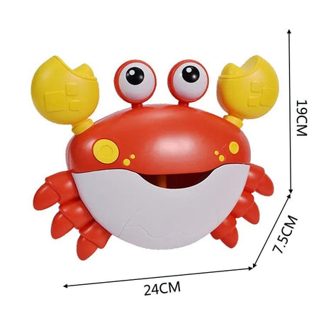 Toy crab with dimensions on a white background