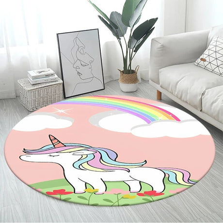 3D Unicorn Cartoon Area Rug - Large Round Non-Slip Mat for Kids image 25
