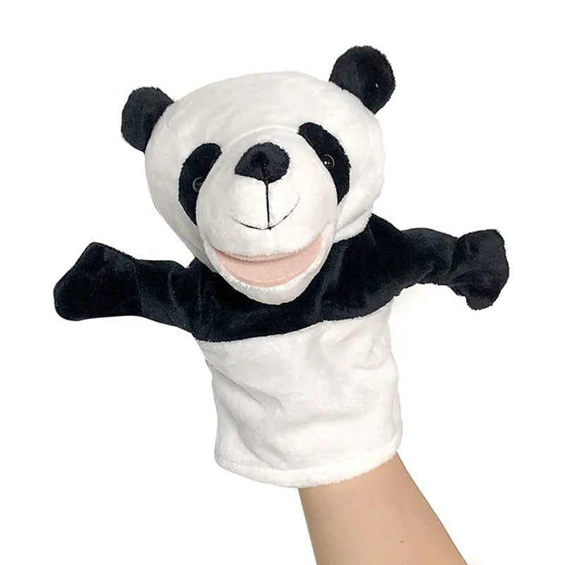 Panda hand puppet on a white background
