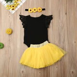 3Pc Lace Ruffle Romper & Tulle Skirt Set - Baby Girl, Newborn image 1