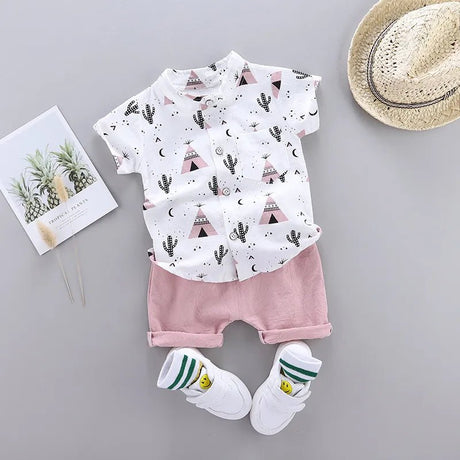 Baby Clothes Cool Pyramid Summer Short-sleeved Shirt Set image 6