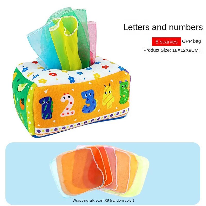 Montessori Magic Tissue Box - Sensory & Learning Toy for Baby Finger Exercise - cartoon, Clear image