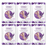 Multiple packages of EFERO Exfoliating Foot Mask with lavender design on a white background