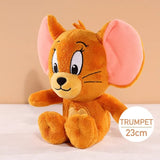 Plush toy resembling a cartoon mouse with pink ears on a beige background