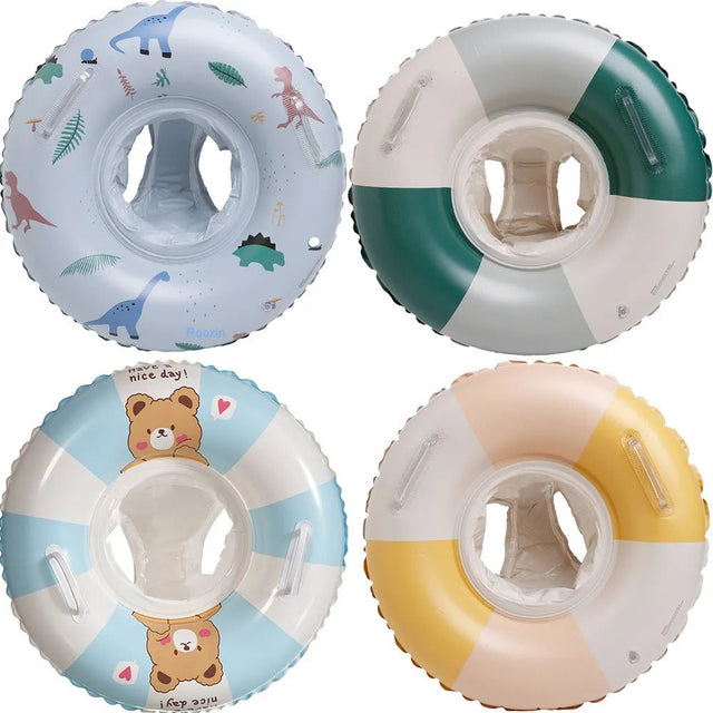 Four inflatable tubes with different designs on a white background