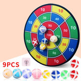 Colorful dartboard game with darts on a beige background
