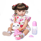 50CM Soft Silicone Reborn Toddler Doll - Sweet Face, Birthday/Christmas Gift - Flower Jumpsuit image