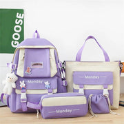 Purple school bag set with 'LANSNIVA' branding on a white background