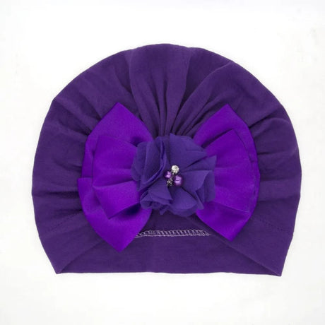 Shiny Rhinestone Bowknot Baby Turban - Soft Cotton Cap image 17