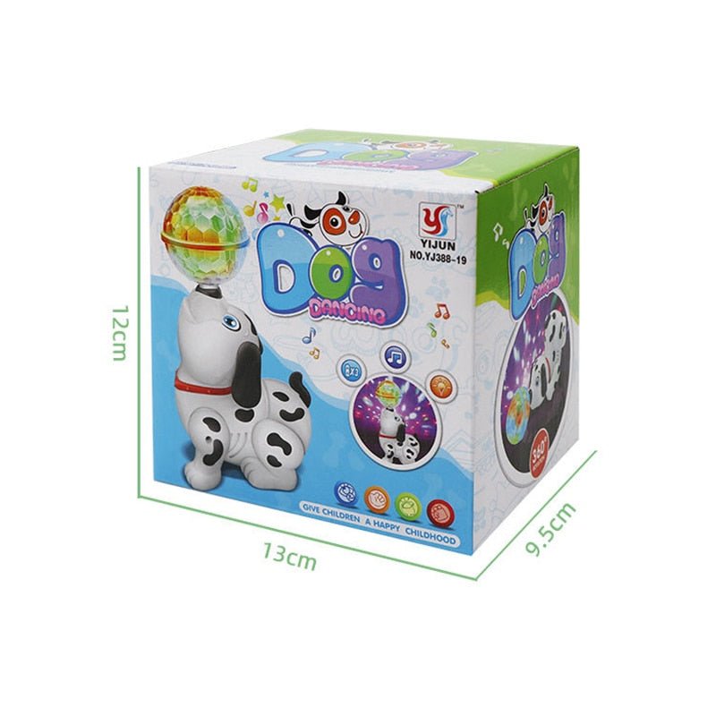 Box of a toy dog with colorful graphics and text on a white background