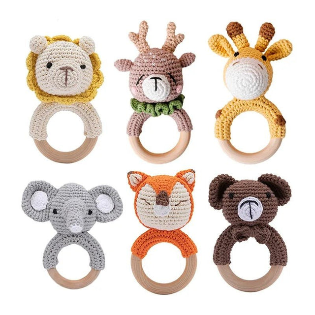Crochet Bunny Rattle & Teether with Wood Ring image 0
