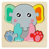 Colorful Animal Wooden Puzzle - Kids' Educational Jigsaw Toy - Elephant image