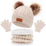3Pc Winter Baby Set - Hat, Scarf, Gloves, Pompom, 1-5Y image 3