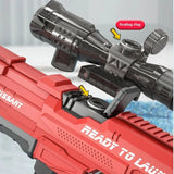 Red and gray toy launcher with a close-up of the sealing ring.