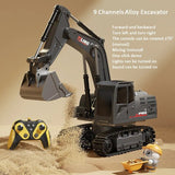 Toy excavator with remote control.