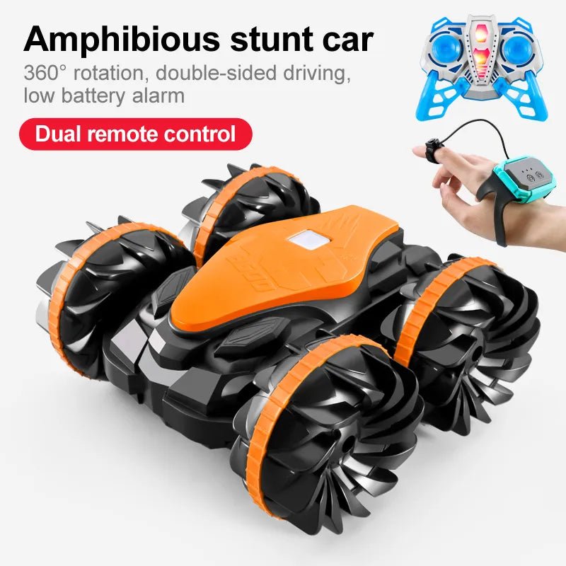 Amphibious stunt car with dual remote control 