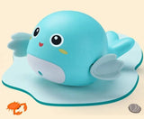 Blue cartoon-like bird toy with a white belly.