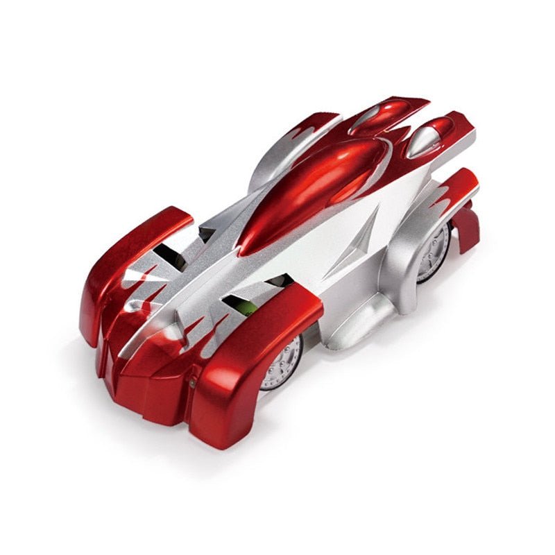 Red and silver futuristic-looking vehicle model.