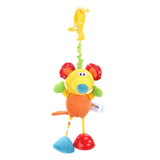 Colorful lion-shaped baby toy with a hanging mechanism.