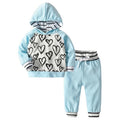Children's hoodie and pants set with a heart pattern 