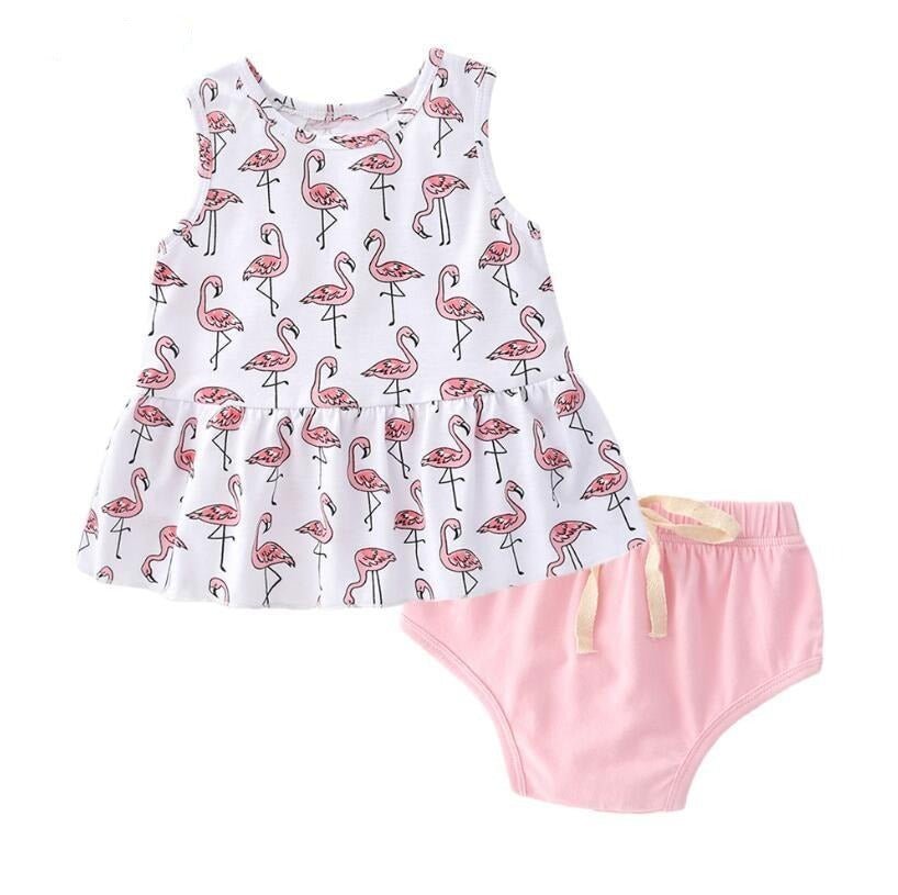Children's swimsuit set with flamingo pattern