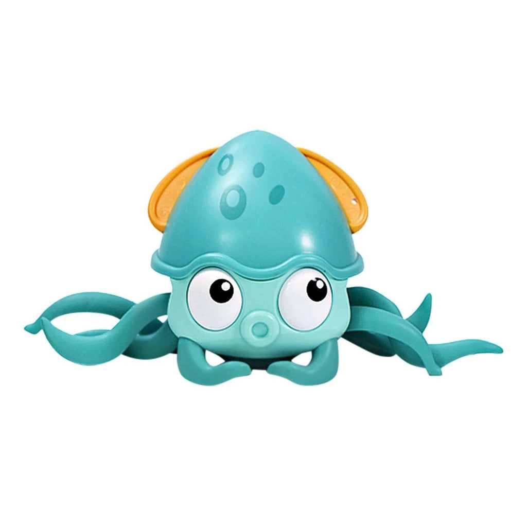 Toy octopus with a yellow hat.