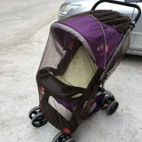 Pet stroller with purple cover 