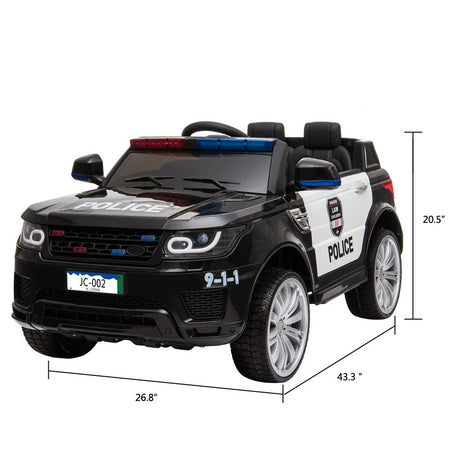 Toy police car with dimensions
