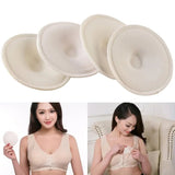 Beige bra pads with two women wearing beige bras in a living room setting.