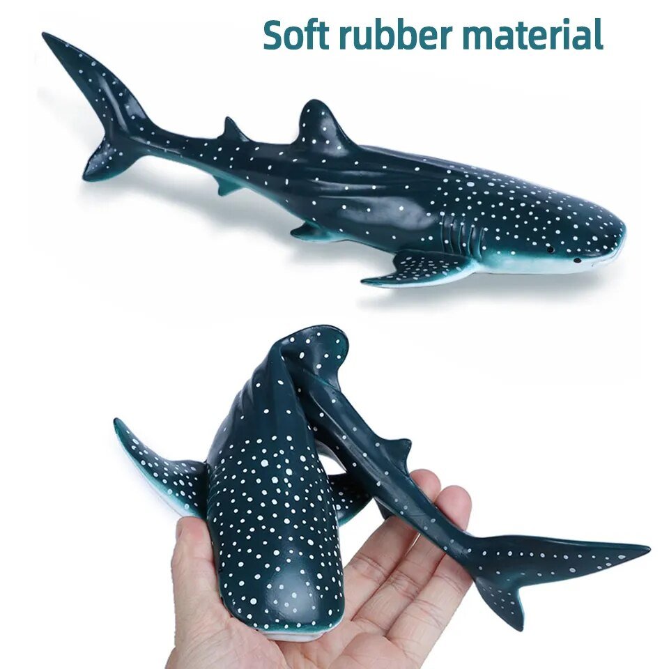 Whale shark model with soft rubber material.