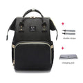 Black backpack with stroller straps and changing pad 