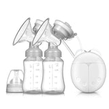 Breast pump with two bottles on a white background