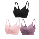 3pc Maternity Nursing Bra Set - Seamless, Breathable Cotton image