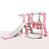 Pink children's swing set with slide 