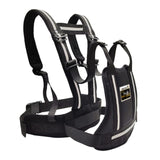 Black safety belt with reflective stripes.