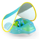 Children's inflatable pool float with canopy on a white background