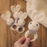 Wooden Baby Rattle & Teether - Crochet Animal Designs image 1