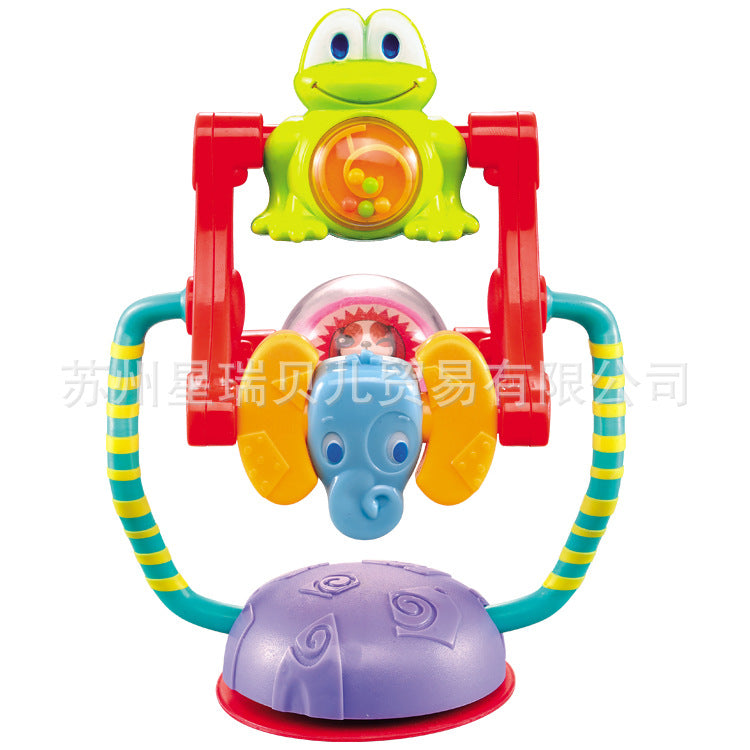 Colorful baby toy with a frog and elephant design.