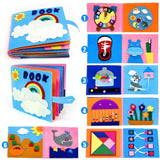 Colorful soft book with various educational designs on a white background
