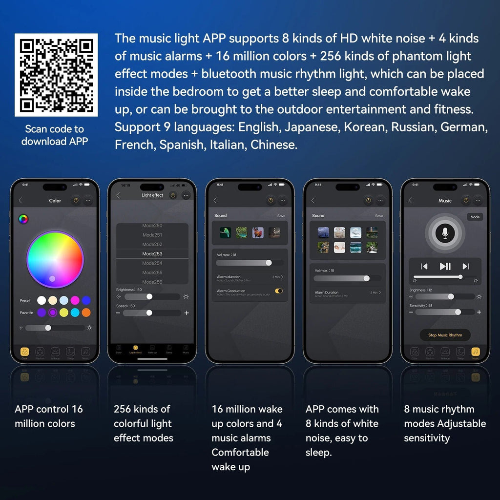 Smartphone app interface with various features