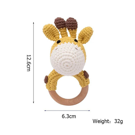 1PC Crochet Animal Wooden Teether & BPA-Free Rattle image 17