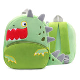 Green dinosaur-shaped backpack.