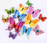 Colorful butterfly decorations on a white background