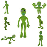 Green plush toy with various poses 
