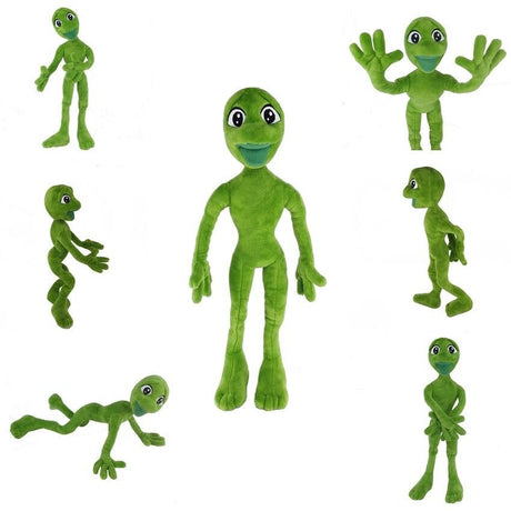Green plush toy with various poses 