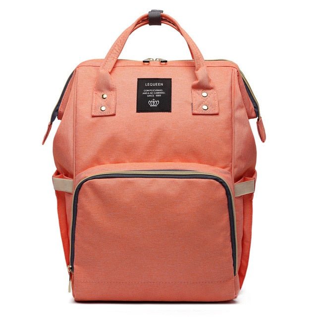 Coral backpack with brand label
