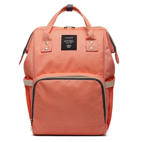 Coral backpack with brand label