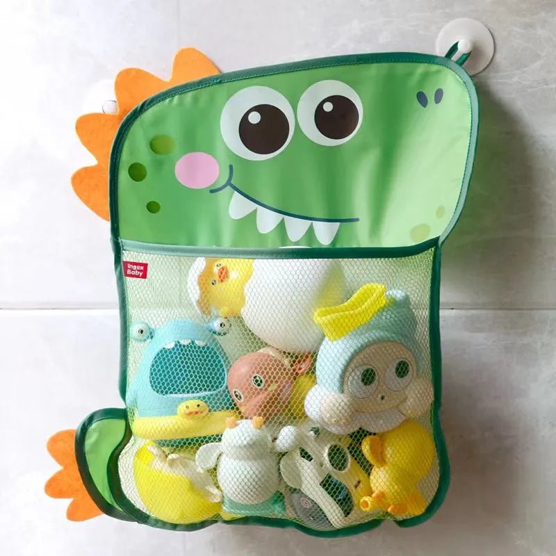 Toy organizer with cartoon dinosaur design.