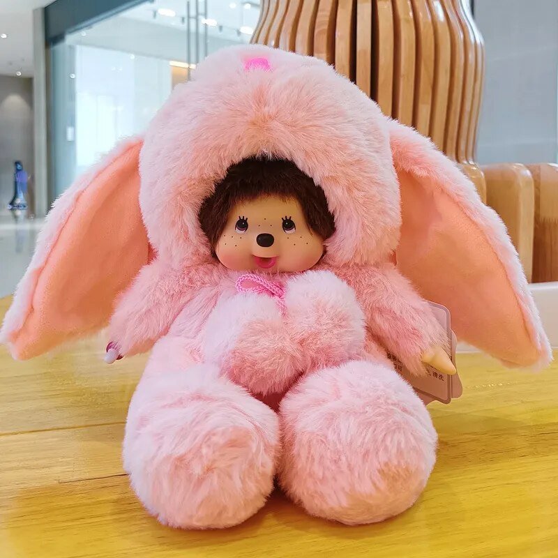 Plush toy with pink bunny ears