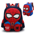 Spider-Man themed backpack with a close-up on the face detail